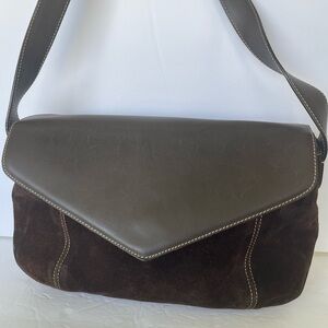 Paola Bianchi Genuine 100% Leather Made in Italy Handbag Dark Brown and Suede
